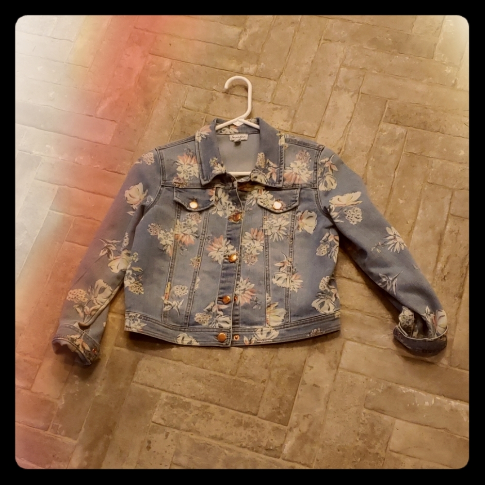 Floral girls denim jacket